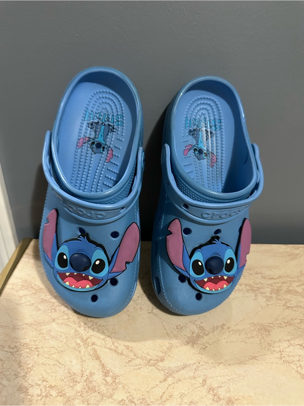 CROCS Light Blue Stitch Character Clogs